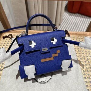 blue leather Idolle doll top handle handbag